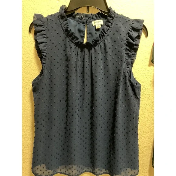 Bundle 2 tops J. Crew Navy Swiss Dot  Top Size M and Converse Floral  Size M - Picture 2 of 5